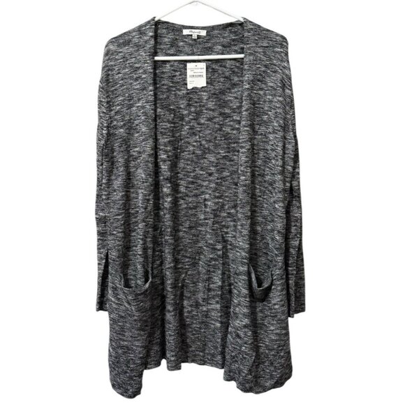 Madewell Cardigan Size Small Marled Panda Open Front Cardigan Sweater Pocket NWT - Picture 1 of 15